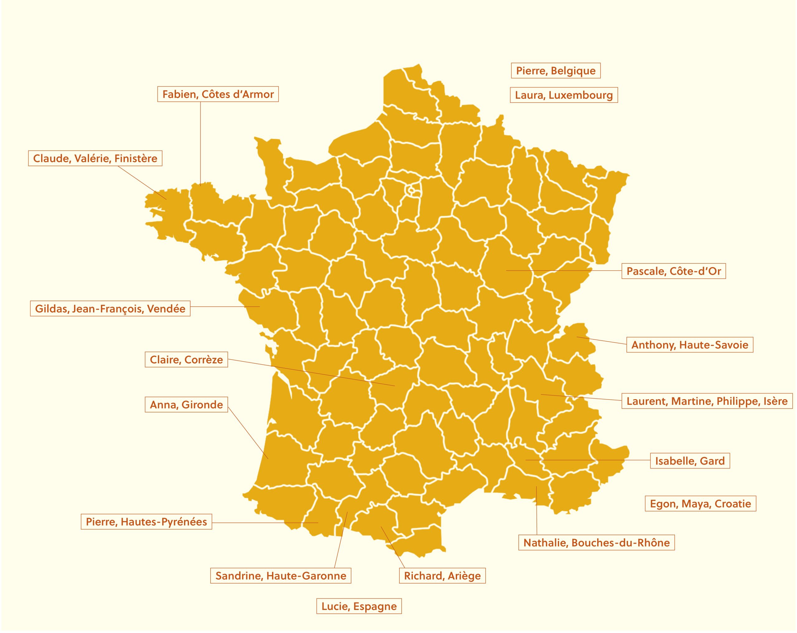 Répartitions géographiques des parrains et marraines 2025